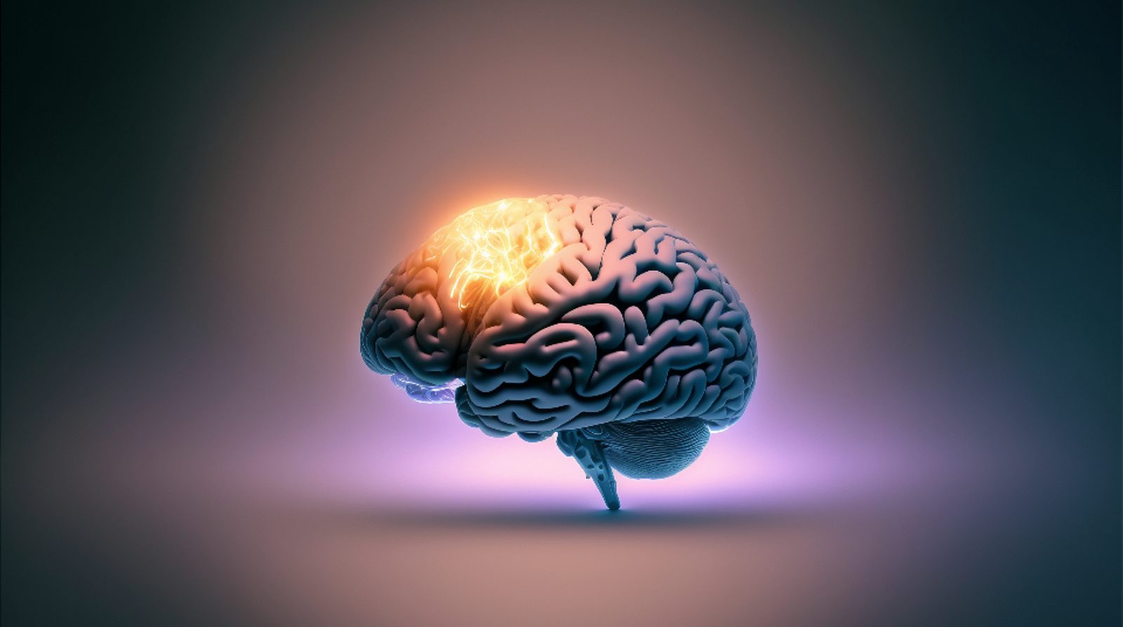A glowing AI brain illustration synthesising an answer