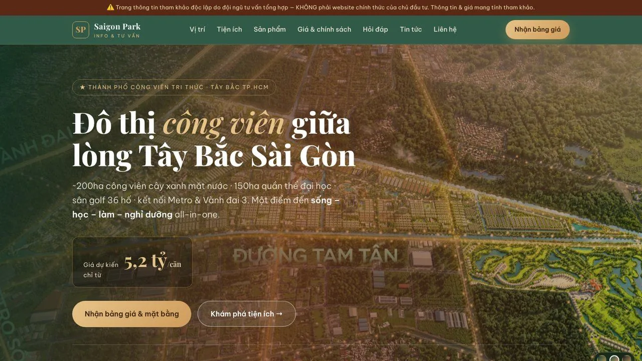 Ảnh chụp trang thông tin Saigon Park trên docduan.com